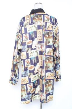 画像2: Perla nell' ostrica / ビンテージキャットシャツ  ネイビー Y-26-01-20-086-EL-BL-SZ-ZI