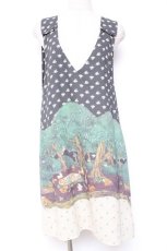 画像1: Franche Lippee / ピクニック柄ワンピース M 黒 Y-26-01-20-093-LO-OP-SZ-ZI (1)