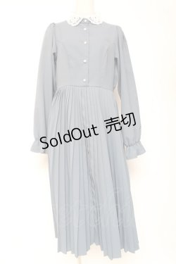 画像1: m petit by misako / レース襟プリーツワンピース M 青 Y-26-01-20-095-LO-OP-SZ-ZS
