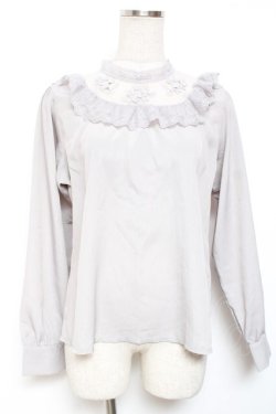 画像1: an another angelus / 立体フラワーレースヨークブラウス  グレー Y-26-01-20-011-CA-BL-SZ-ZY