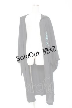 画像1: Deorart / フード付きプリントガウン  黒 Y-26-01-20-103-PU-TO-SZ-ZI