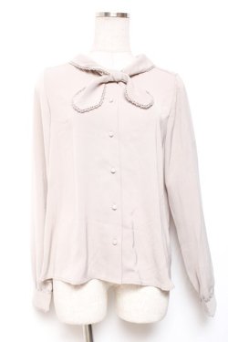 画像1: Fi.n.t / ピコレース使いプチボウタイブラウス F ライトグレー Y-26-01-20-012-CA-BL-SZ-ZI