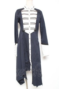 画像1: Ozz oneste / ストライプナポレオンシャツワンピース  紺 Y-26-01-20-112-OO-OP-SZ-ZS