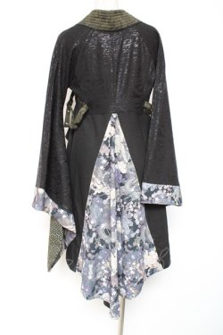 画像3: Qutie Frash / 着物ロングカーデ  黒×緑 Y-26-01-20-113-QU-JA-SZ-ZI