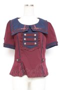 Ozz oneste / ナポレオンデザインセーラー襟半袖ブラウス F ワイン Y-26-01-20-117-OO-BL-SZ-ZS