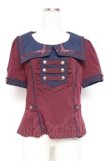 画像1: Ozz oneste / ナポレオンデザインセーラー襟半袖ブラウス F ワイン Y-26-01-20-117-OO-BL-SZ-ZS (1)