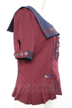 画像3: Ozz oneste / ナポレオンデザインセーラー襟半袖ブラウス F ワイン Y-26-01-20-117-OO-BL-SZ-ZS