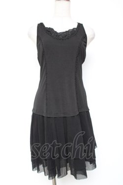 画像1: OZZ ANGELO / 裾切替ノースリーブワンピース  黒 Y-26-01-20-120-OO-OP-SZ-ZY