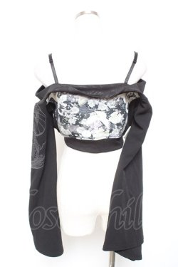 画像2: Qutie Frash / 和柄オフショルショートボレロ  黒 Y-26-01-20-014-QU-TO-SZ-ZY