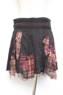 画像3: h.ANARCHY / チェック×ユニオン柄プリーツ巻きスカート  黒 Y-26-01-20-123-HN-SK-SZ-ZI