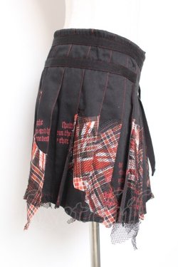 画像4: h.ANARCHY / チェック×ユニオン柄プリーツ巻きスカート  黒 Y-26-01-20-123-HN-SK-SZ-ZI