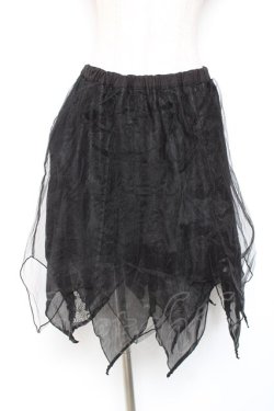 画像1: h.naoto Blood / 異素材切替総柄イレヘムスカート  黒 Y-26-01-20-124-HN-SK-SZ-ZI