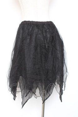 画像2: h.naoto Blood / 異素材切替総柄イレヘムスカート  黒 Y-26-01-20-124-HN-SK-SZ-ZI