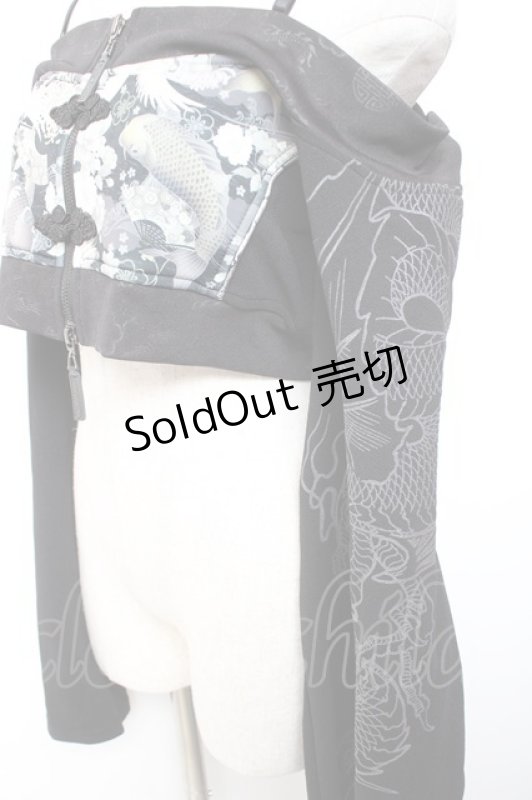 画像3: Qutie Frash / 和柄オフショルショートボレロ  黒 Y-26-01-20-014-QU-TO-SZ-ZI (3)