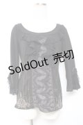Rozen Kavalier / フロントレース裾刺繍トップス  黒 Y-26-01-20-015-OO-TO-SZ-ZS