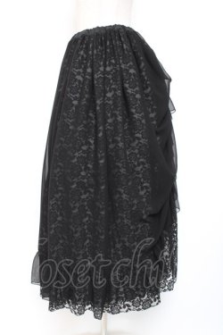 画像2: MARBLE / バッスルレース付きスカラップレースロングスカート  黒 Y-26-01-20-131-GO-SK-SZ-ZI