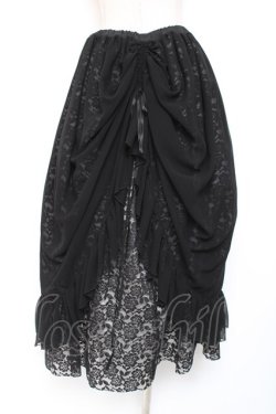 画像3: MARBLE / バッスルレース付きスカラップレースロングスカート  黒 Y-26-01-20-131-GO-SK-SZ-ZI