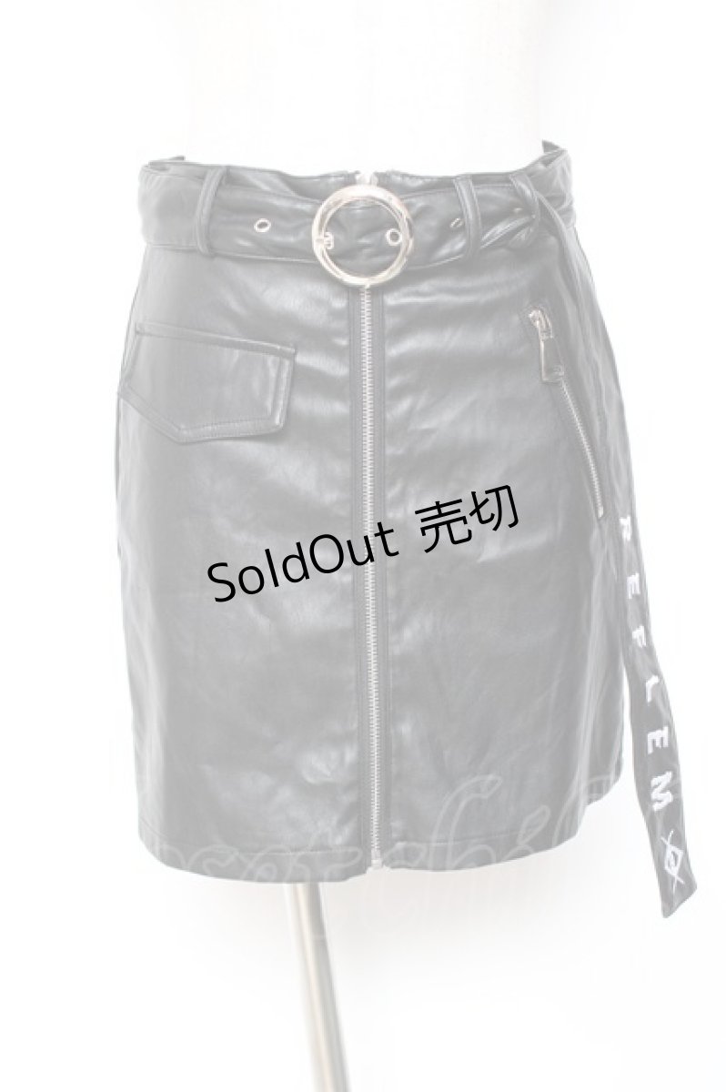 画像1: REFLEM / フェイクレザーZIPデザイン変形スカート F ブラック Y-26-01-20-136-PU-SK-SZ-ZI (1)
