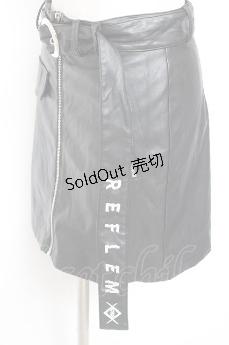 画像2: REFLEM / フェイクレザーZIPデザイン変形スカート F ブラック Y-26-01-20-136-PU-SK-SZ-ZI (2)