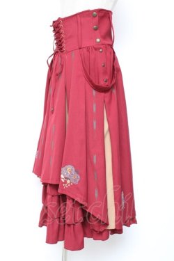 画像2: Ozz oneste / 椿刺繍袴スカート  エンジ Y-26-01-20-140-OO-SK-SZ-ZS