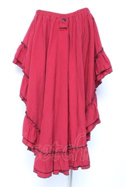 画像3: Qutie Frash / 裏地和柄後ろロングスカート  赤 Y-26-01-20-142-QU-SK-SZ-ZY