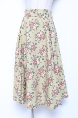 画像1: an another angelus / ローズ柄サッシュベルト付きスカート  イエロー Y-26-01-20-148-CA-SK-SZ-ZI