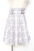 Amavel / ダブルレースアップはぎフレアチェックスカート  ラベンダー Y-26-01-20-157-CA-SK-SZ-ZS