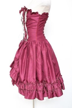 画像2: ATELIER PIERROT / バッスルコルセットワンピース  ワイン×ホワイト Y-26-01-20-172-EL-OP-SZ-ZI