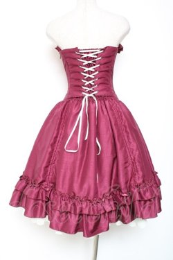 画像3: ATELIER PIERROT / バッスルコルセットワンピース  ワイン×ホワイト Y-26-01-20-172-EL-OP-SZ-ZI