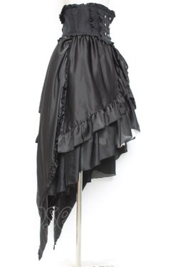 画像2: MARBLE / バッスルリボン付きコルセット風巻きスカート  黒 Y-26-01-20-173-GO-SK-SZ-ZI