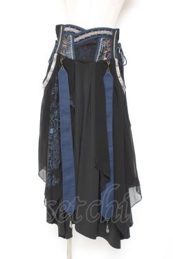 画像1: Ozz oneste / 袴デザインスカート  黒×紺 Y-26-01-20-182-OO-PA-SZ-ZS