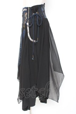 画像2: Ozz oneste / 袴デザインスカート  黒×紺 Y-26-01-20-182-OO-PA-SZ-ZS