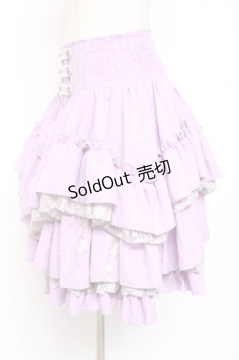画像2: Ozz oneste / 枝垂れ桜刺繍ボリュームスカート  パープル Y-26-01-20-188-OO-SK-SZ-ZS (2)