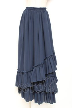 画像1: Vallee lys / "Sweet alyssum series"イレギュラーロングスカート  ネイビー Y-26-01-20-193-GO-SK-SZ-ZY