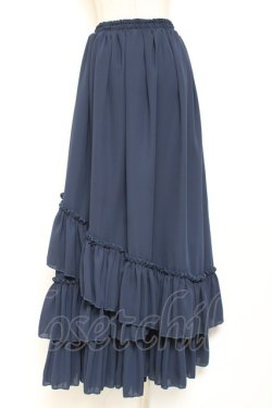 画像3: Vallee lys / "Sweet alyssum series"イレギュラーロングスカート  ネイビー Y-26-01-20-193-GO-SK-SZ-ZY