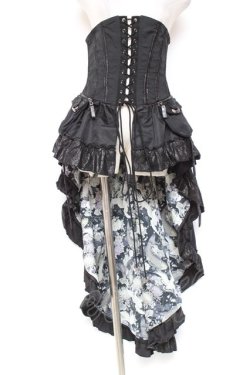画像1: Qutie Frash / 和柄コルセットスカート  黒 Y-26-01-20-196-QU-SK-AS-ZY