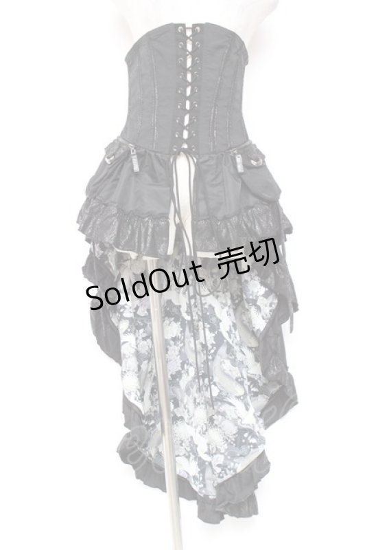 画像1: Qutie Frash / 和柄コルセットスカート  黒 Y-26-01-20-196-QU-SK-AS-ZI (1)