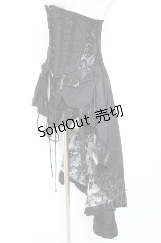 画像2: Qutie Frash / 和柄コルセットスカート  黒 Y-26-01-20-196-QU-SK-AS-ZI (2)