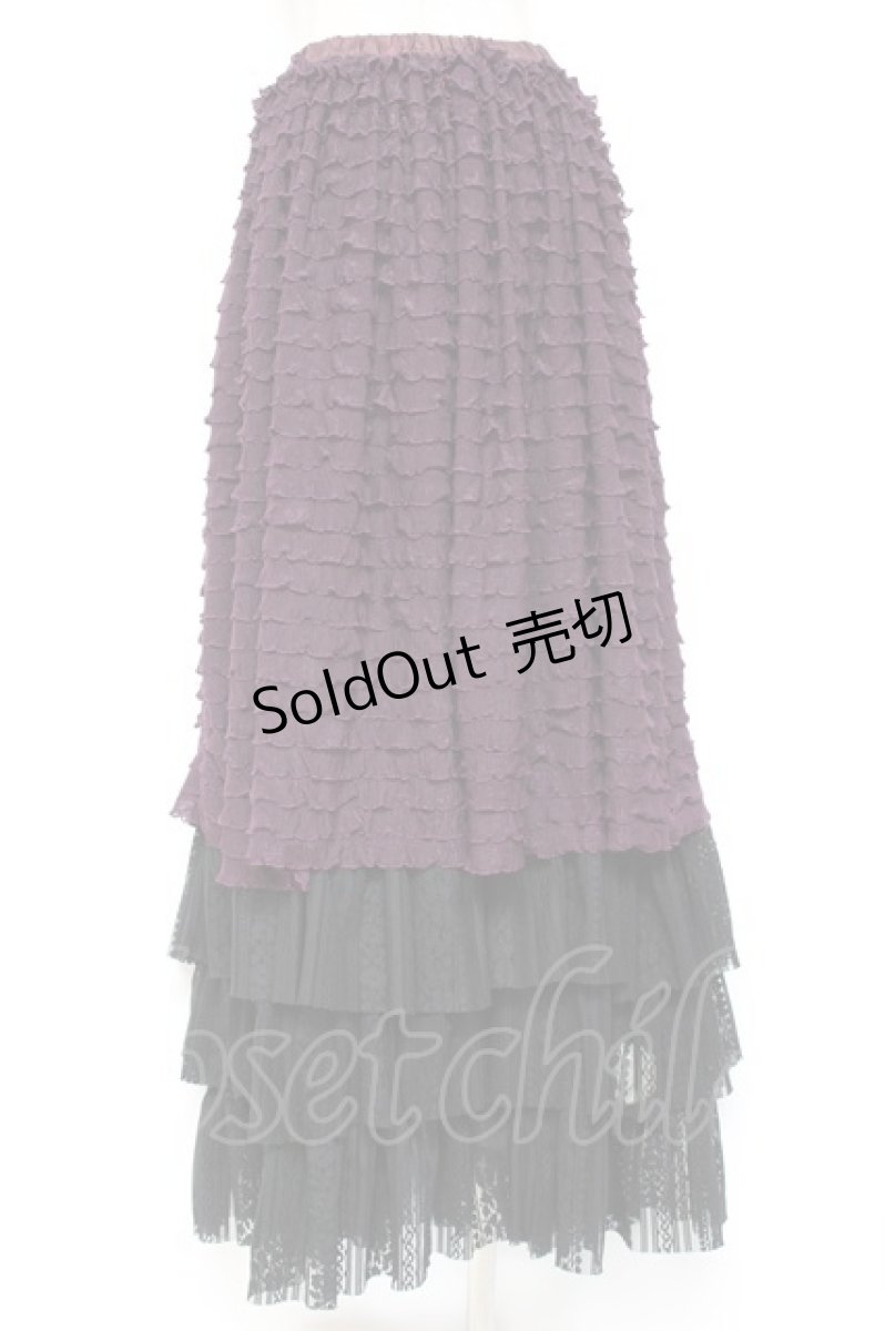 画像2: ATELIER PIERROT / ロングフリルスカート  パープル Y-26-01-20-199-EL-SK-SZ-ZI (2)