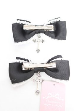 画像2: Chalmiere / クロスリボンクリップセット  黒 Y-26-01-22-006-LO-AC-SZ-ZY