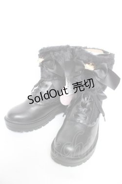 画像1: m petit by misako / AMNIFFレースUPブーツ M 濃黒 Y-26-01-22-044-LO-SH-SZ-ZY