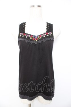 画像1: axes femme / ローズ×パールタンク  黒 Y-26-01-22-053-AX-TO-SZ-ZY