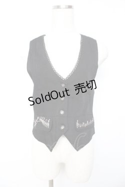 画像1: axes femme / 音楽柄刺繍ベスト M 黒 Y-26-01-22-054-AX-JA-SZ-ZY