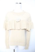 axes femme / コサージュ付きフリルニット  ベージュ Y-26-01-22-060-AX-TO-SZ-ZY