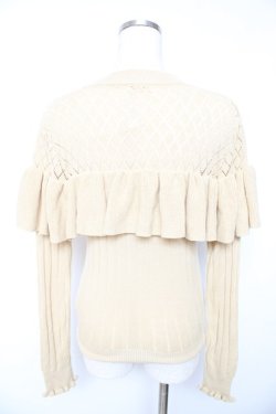 画像2: axes femme / コサージュ付きフリルニット  ベージュ Y-26-01-22-060-AX-TO-SZ-ZY