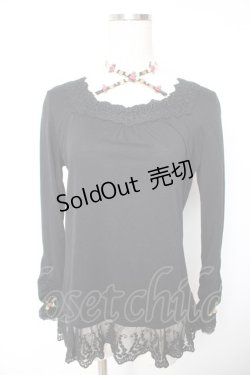 画像1: axes femme / ローズストラップ付きカットソー  黒 Y-26-01-22-061-AX-TO-SZ-ZY