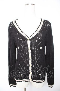 画像1: axes femme / バイカラーライン入りカーデ  黒 Y-26-01-22-062-AX-TO-SZ-ZY