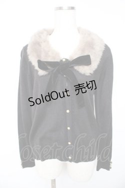 画像1: axes femme / ファー付きカーディガン  黒 Y-26-01-22-063-AX-TO-SZ-ZY