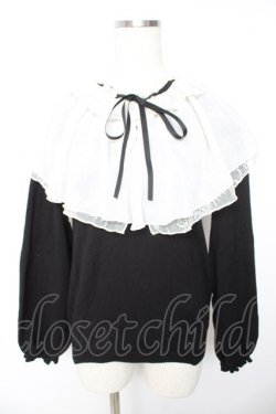 画像1: axes femme / ケープデザインニットプルオーバー  黒 Y-26-01-22-066-AX-TO-SZ-ZY