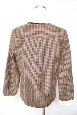 画像2: F i.n.t / プチネクタイ付きクレリックチェックシャツ F ブラウン Y-26-01-22-074-CA-BL-SZ-ZY